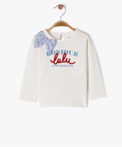 Tee-shirt manches longues avec inscription brodée bébé fille - LuluCastagnette